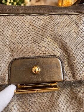 Coach | Bags | Coach Kristin Metallic Python Embossed Leather Ns Tote ...